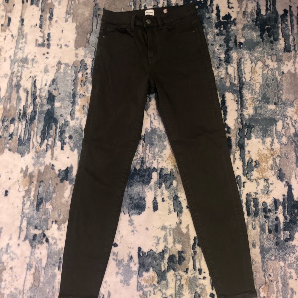 Army green high rise jeans